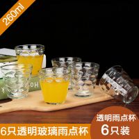 家用玻璃杯子水杯茶杯套装客厅耐热水杯泡茶杯白开水杯带托盘杯架 6只玻璃杯 260ml透明雨点杯