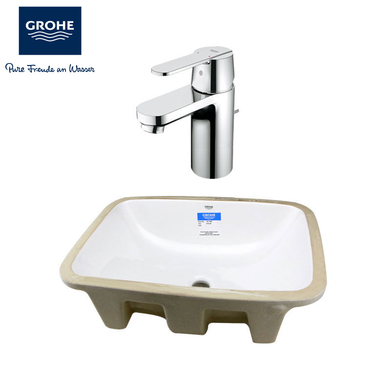 德国-高仪(GROHE)洗手盆 陶瓷面盆 洗脸盆 台下盆 含溢水孔+龙头 水龙头冷热