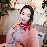 同步杂志款火烈鸟丝巾时尚女范仿真丝红色装饰围巾头巾绑带