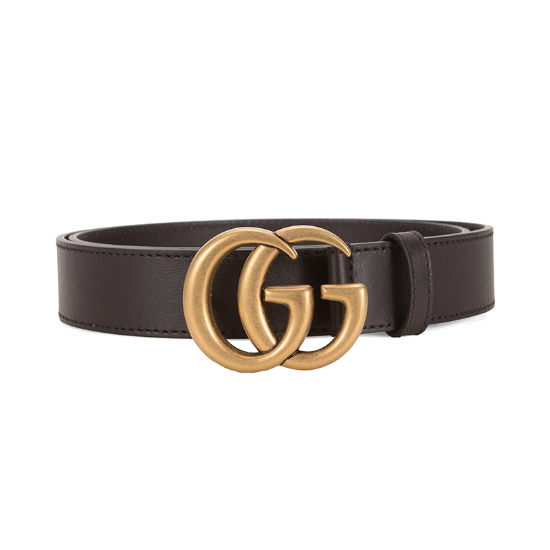 GUCCI/古驰男女同款牛皮双G带扣皮革腰带414516 AP00T 2145棕色105