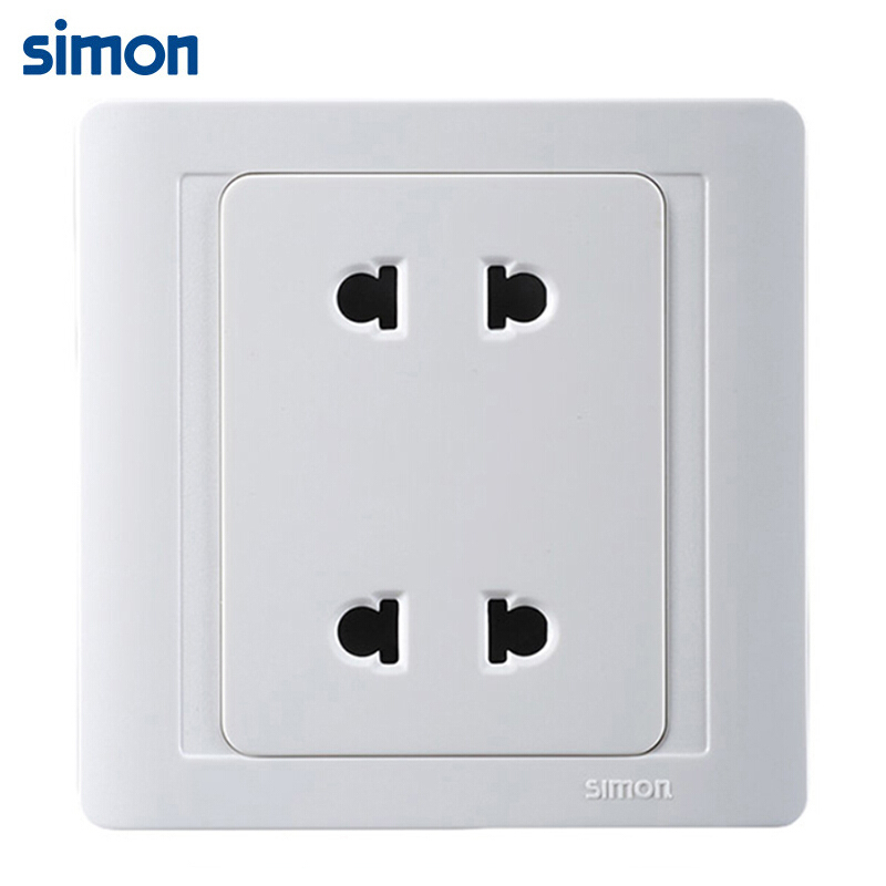 【西蒙旗舰店官方正品】simon西蒙开关插座面板86型55系列雅白色五孔