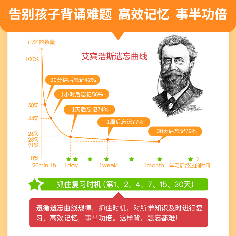 小学语文必背课内知识 小学通用 [正版]艾宾浩斯记忆曲线小学语文必背课内知识打卡背诵计划语文课内知识大全小学生练习本默写