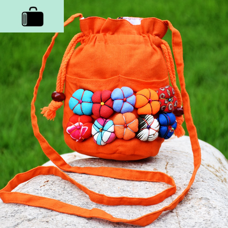 云南民族风手工可爱南瓜包小包包女休闲零钱包拎包斜挎包NEW LAKE高清大图