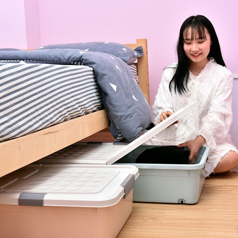 大号2个装床底收纳箱塑料整理箱床下衣服被子储物箱