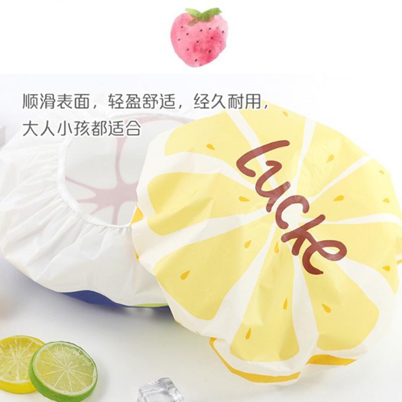 5个装 成人儿童防水浴帽女款卡通厨房做饭防油烟帽子洗澡头套浴帽 三维工匠 黄色橙子5个高清大图