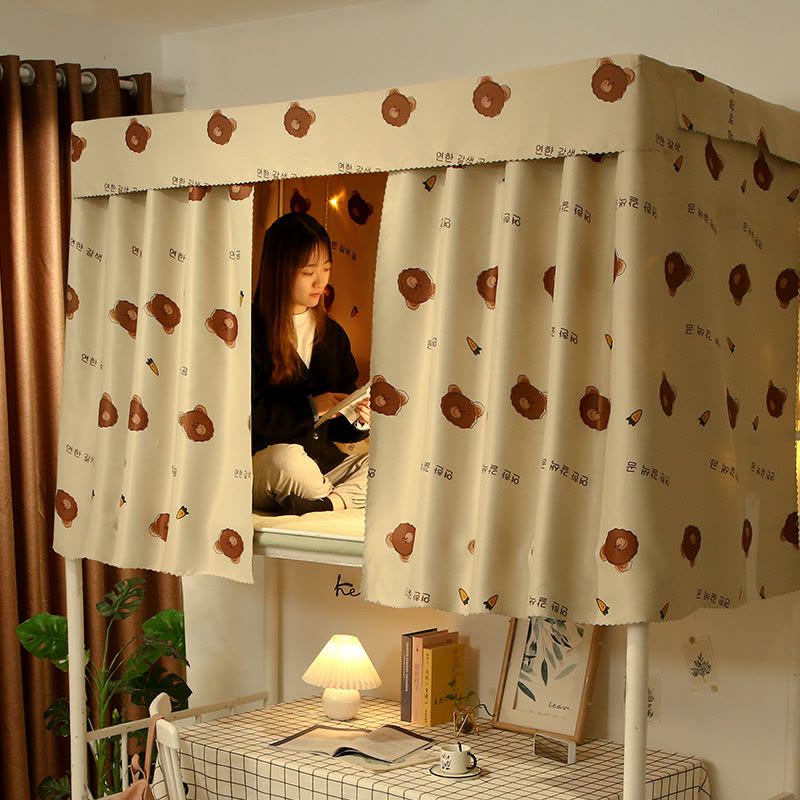 大学生加厚床帘 大学女寝室上铺下铺宿舍遮光布 简约物理遮光帘图片