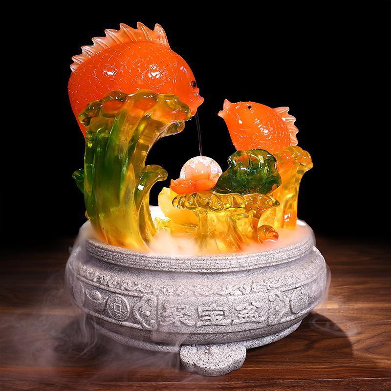 家柏饰(CORATED)流水生财鱼摆件喷泉轮连年有余客厅工艺装饰品高清大图