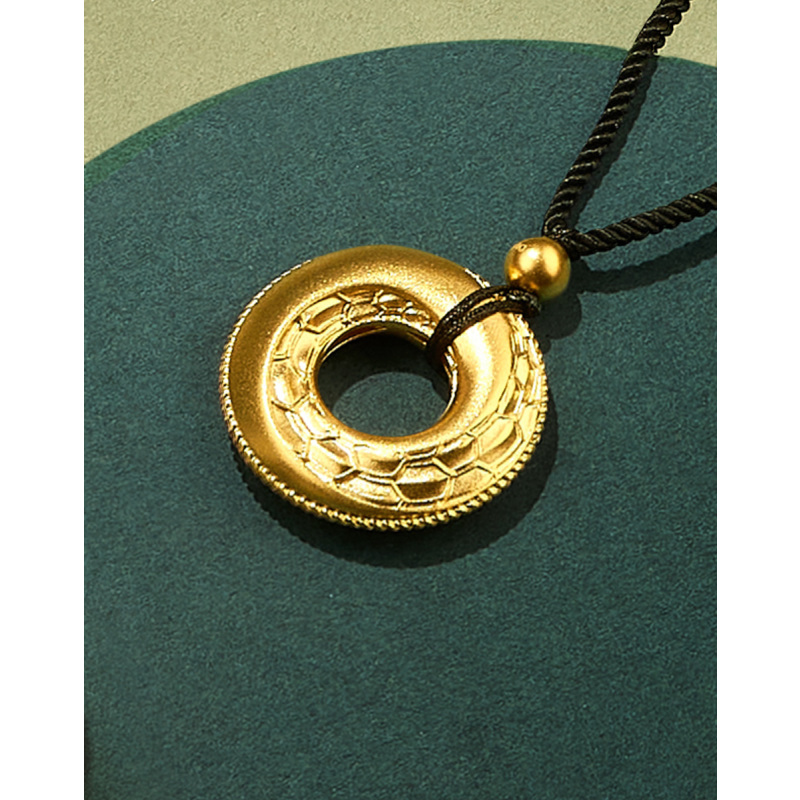 老庙黄金鸿运升升足金吊坠