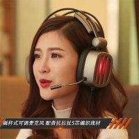 西伯利亚 S21 电竞游戏耳机头戴式主动降噪耳机耳麦 单USB接口发光3D声效发光 吃鸡耳机 银色