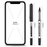 得力直液笔 0.5mm子弹头学生签字笔 办公中性笔水笔走珠笔 办公用品 黑色 50支/盒 33475