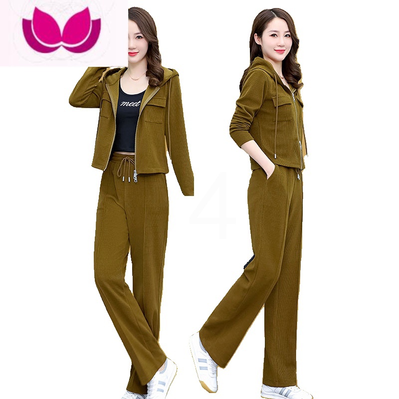 七斓运动服套装休闲女装2023新款春装时尚洋气时髦春季直筒裤子套高清大图