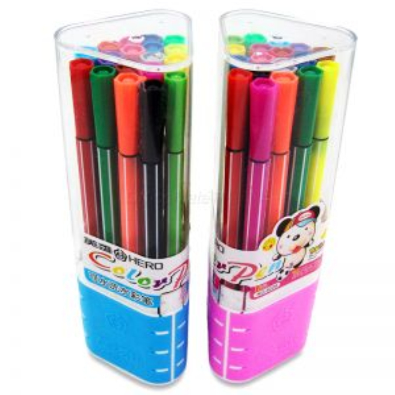 英雄 8008-18 纤细水彩笔 18色/盒 可水洗无毒 单盒装