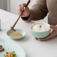 苏氏陶瓷(SUSHI CERAMICS)青瓷餐具套装浅绿釉五谷丰登陶瓷碗盘56头中餐具礼盒