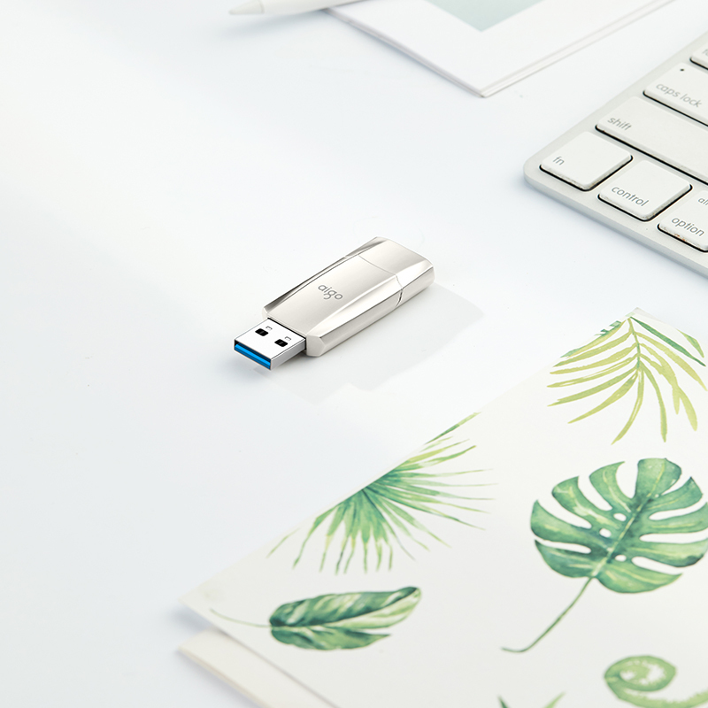 爱国者(aigo)U395超极固态金属u盘 128GB 车载优盘手机电脑两用高速正品创意定制移动固态u盘