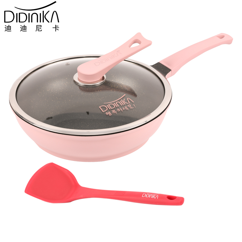 迪迪尼卡(Didinika)麦饭石不粘锅无烟锅平底炒锅网红麦饭石家用30cm炒锅+硅胶铲子