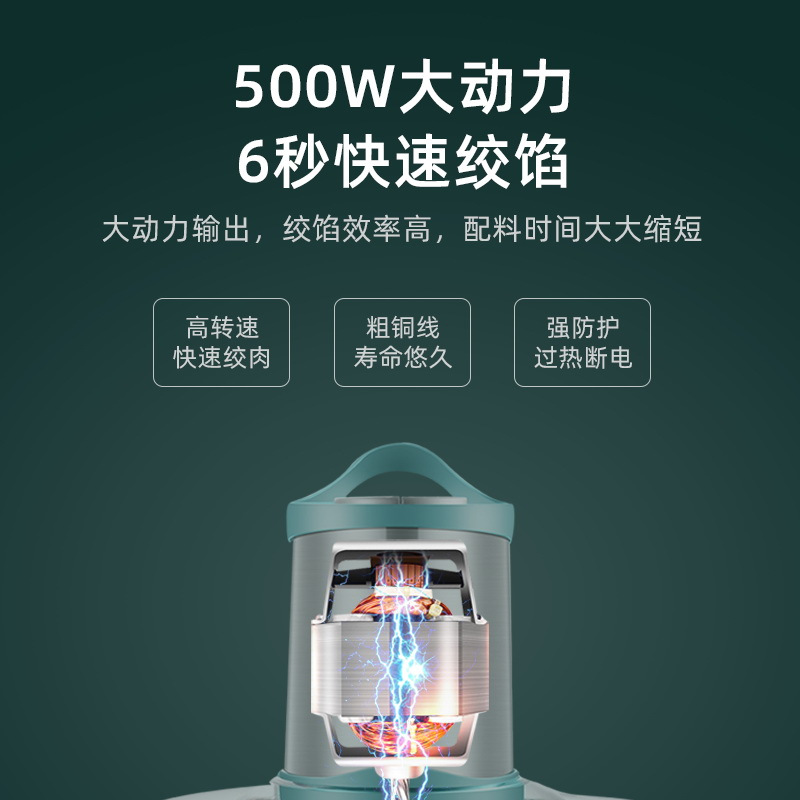 韩国绞肉机家用3l大容量电动不锈钢打馅碎菜商用多功能搅拌机|标准款3升不锈钢碗[单刀]