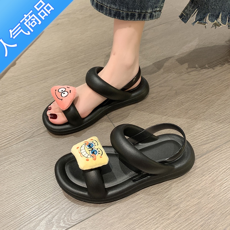 SUNTEK凉鞋女夏季百搭2023年新款卡通仙女风配裙子法式罗马凉鞋厚底高清大图