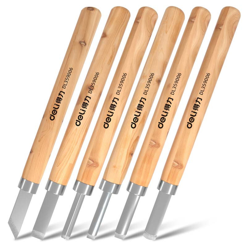 得力deli木柄雕刻刀黄6件套视频