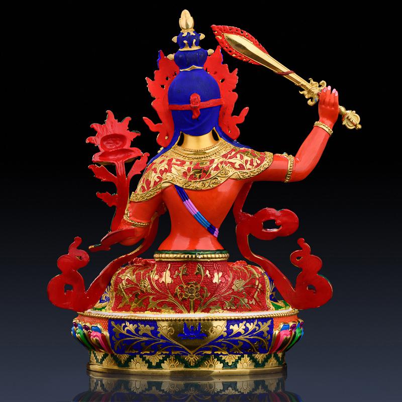 美帮汇文殊普萨佛像 铜文殊师利菩萨摆件藏传密宗画脸佛教用品高清大图