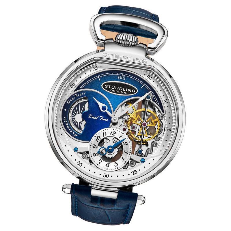 STUHRLING施图灵 男士 Legacy 皮革蓝色表盘时尚休闲流行百搭简约个性潮流机械手表M17981图片