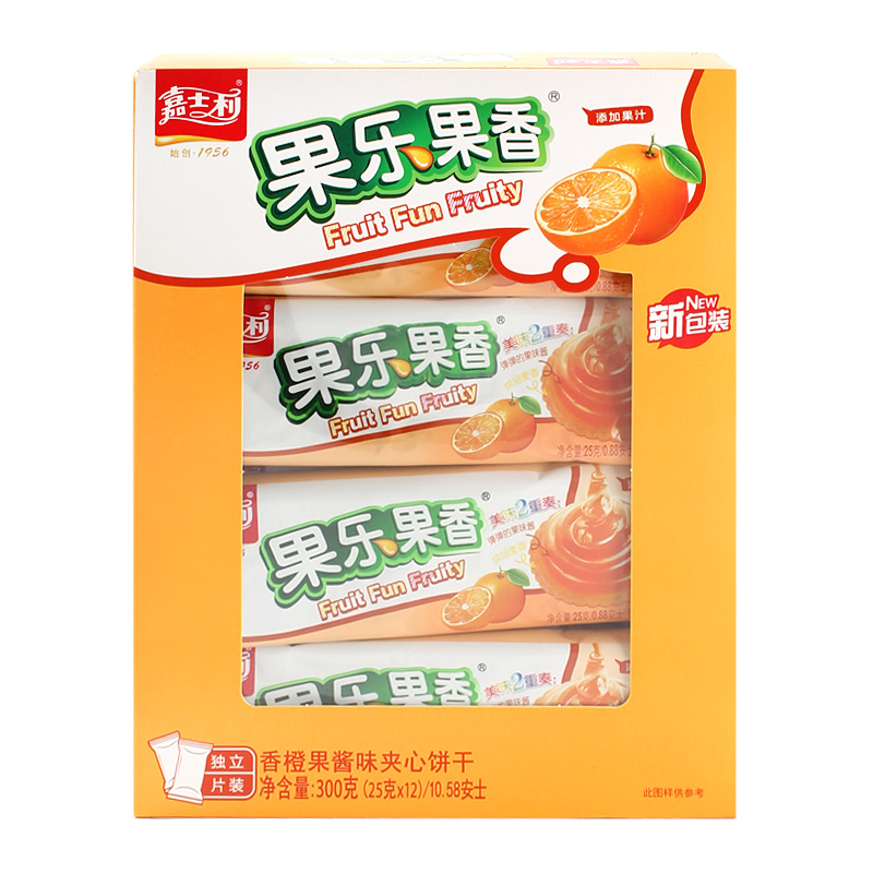 嘉士利果乐果香300g水果草莓凤梨多味道果酱味夹心饼干休闲零食品小吃