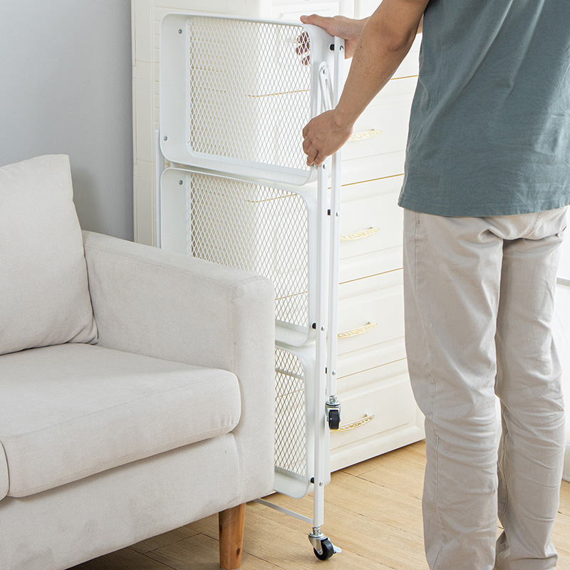 欧润哲 置物架 免安装可折叠可移动小推车 厨房置物架落地式浴室家用收纳层架高清大图