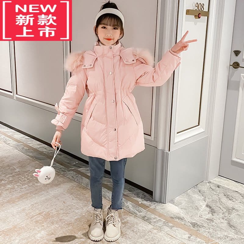 可莉允儿童羽绒棉服中长款2022新款女童洋气冬季加厚棉衣女大童棉袄外套图片