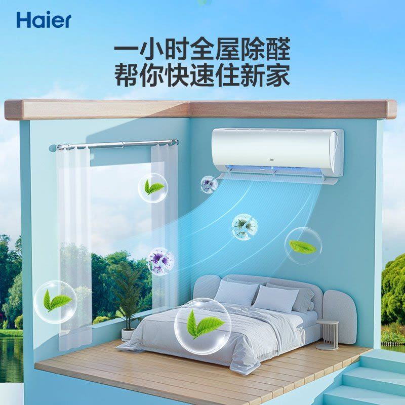 海尔(Haier)KFR-35GW/C2LGA81U1家用1.5匹新一级变流空调挂机劲爽节能急速冷暖除醛新品空调图片