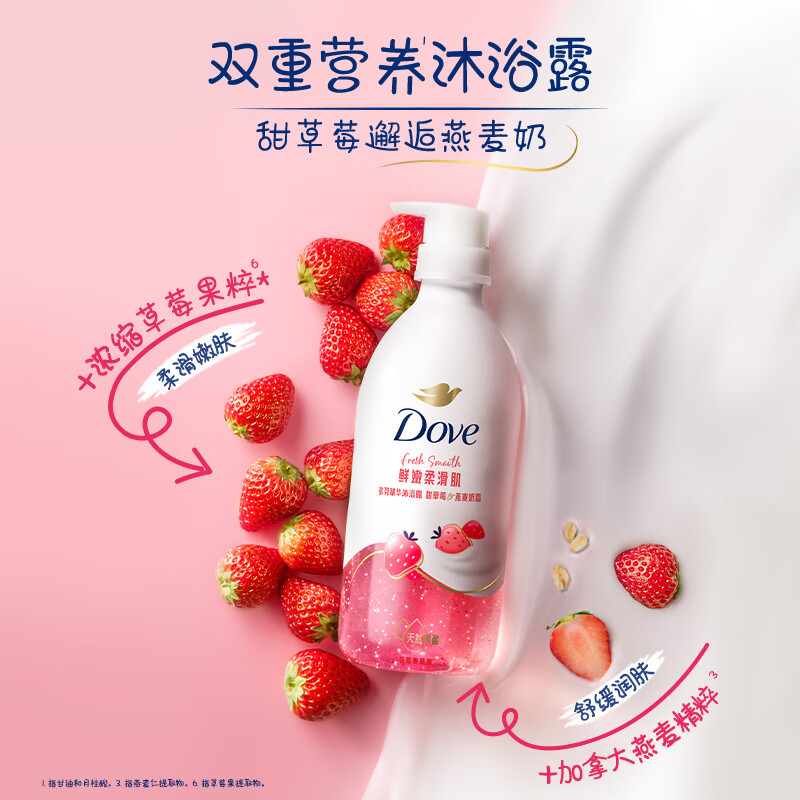 多芬果奶沐浴露补水保湿滋润氨基酸沐浴乳官方正品-甜草莓燕麦奶香430g高清大图