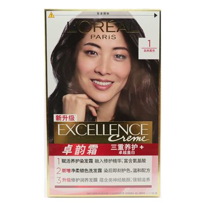 欧莱雅卓韵霜赋活养护染发霜膏染发剂遮盖白发温和氨基酸染发膏 1号自然黑色