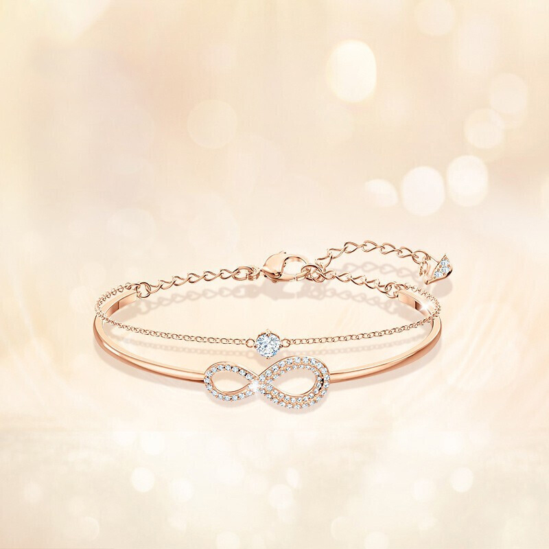 施华洛世奇(SWAROVSKI) 玫瑰金色无限爱双层手镯5518871