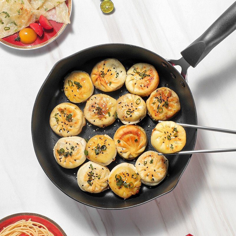 炊大皇 平底锅煎锅不粘锅加深加高炒菜锅煤气电磁炉通用牛排锅 红火深煎锅(带盖)28cm JG28HH-1!高清大图