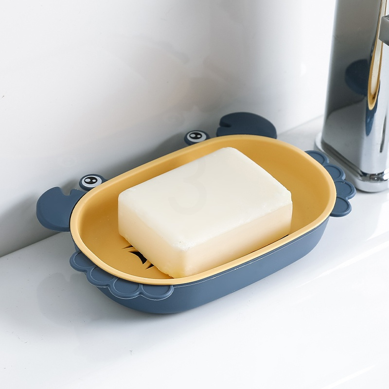 螃蟹款蓝色[1个装] 肥皂盒家用卫生间沥水洗手台家居香皂盒创意卡通