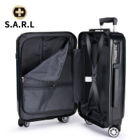 S.A.R.L瑞士拉杆箱 可放15.6英寸 手提电脑包拉链静音万向轮旅行箱 男女密码锁箱PC+ABS 银色28寸