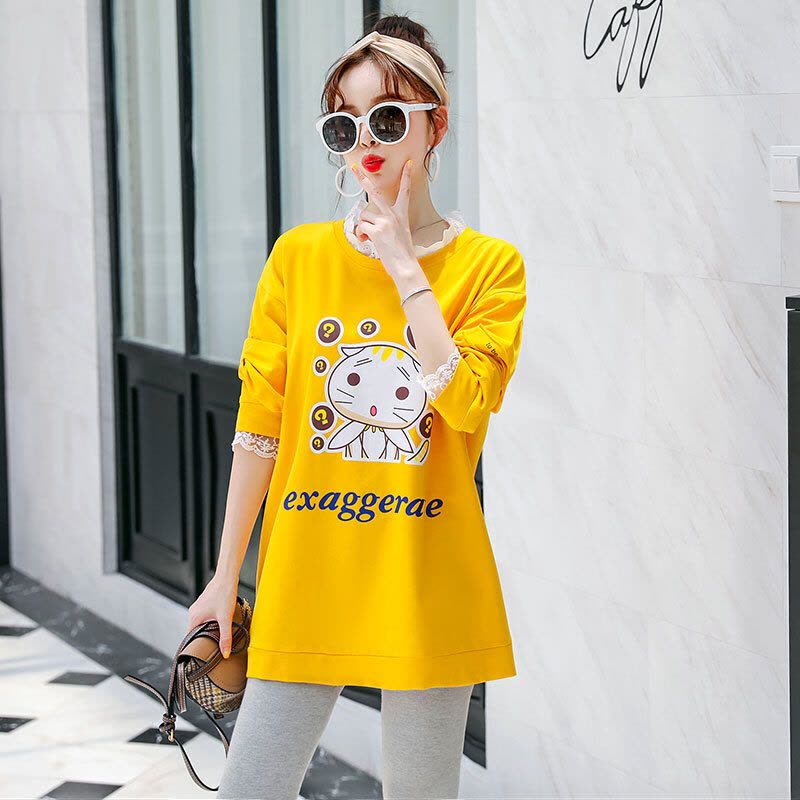 迪鲁奥(DILUAO)孕妇装秋装上衣套装时尚款新款网纱花边秋款韩版图片