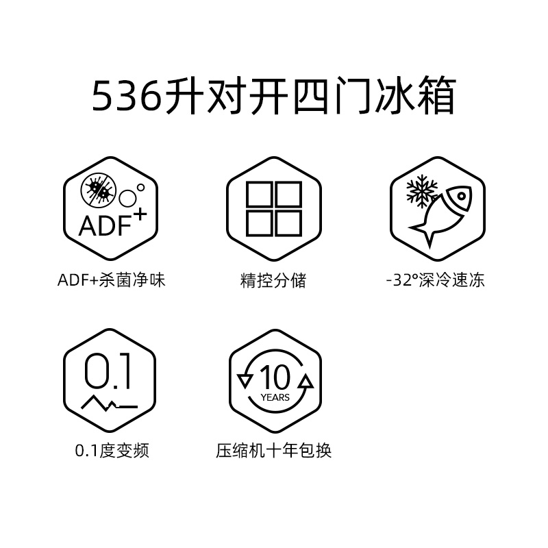 美菱十字对开门冰箱BCD-536WP9B高清大图