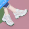 SUNTEK小白鞋2023年夏季新款网面镂空透气轻便运动内增高女鞋子