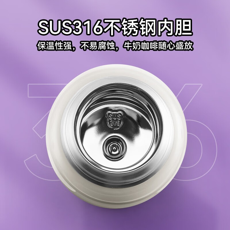 (免费刻字)骑水牛款杯具熊儿童保温杯带吸管儿童水杯316不锈钢内胆宝宝学饮杯儿童保温壶630mlBEDDYBEAR高清大图
