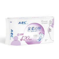 abc 卫生巾 夜用 超薄0.1cm 超长420mm 超宽170m 单包3片装 KMS清凉舒爽 亲柔立围 棉柔 姨妈巾