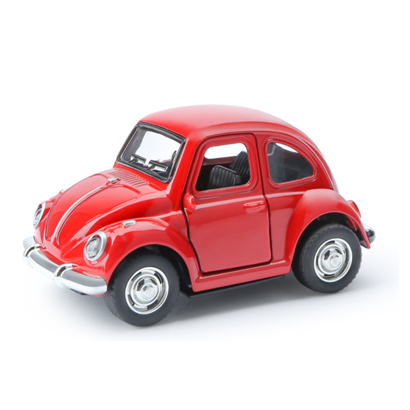 知识花园138q版甲壳虫声光回力合金车红色双开门小汽车模型惯性车玩具