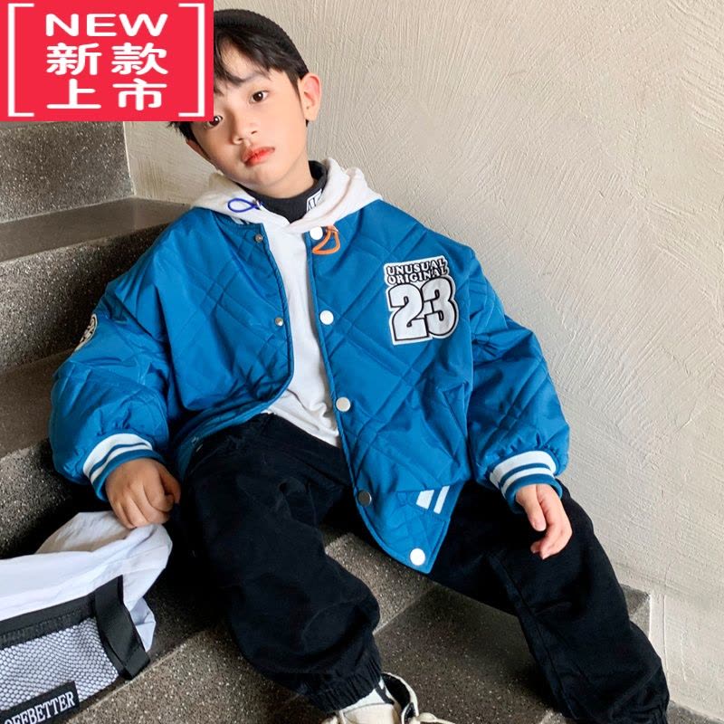 可莉允男童棒球服外套夹棉秋冬款2022新款中大儿童棉服加厚洋气男孩加绒图片