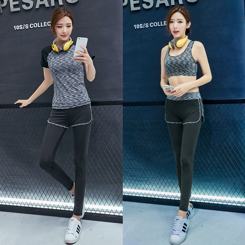 新款瑜伽服套装女春夏季健身房运动套装跑步服显瘦三件套长袖