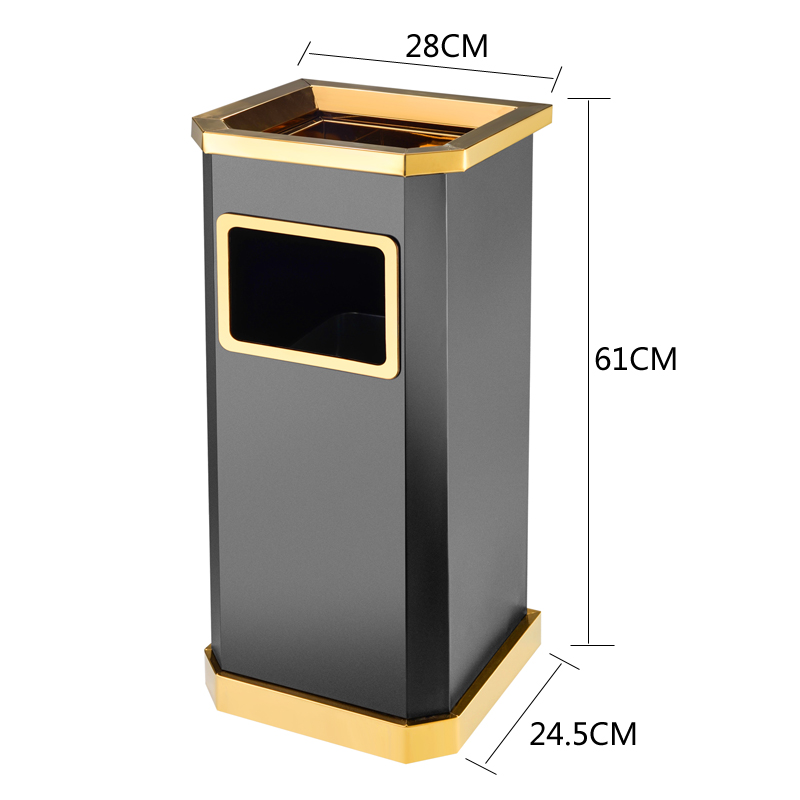 铭威盾不锈钢酒店大堂垃圾桶烟蒂柱灭烟桶带烟灰缸室外吸烟区电梯口立式 钛金靠墙氏侧开口