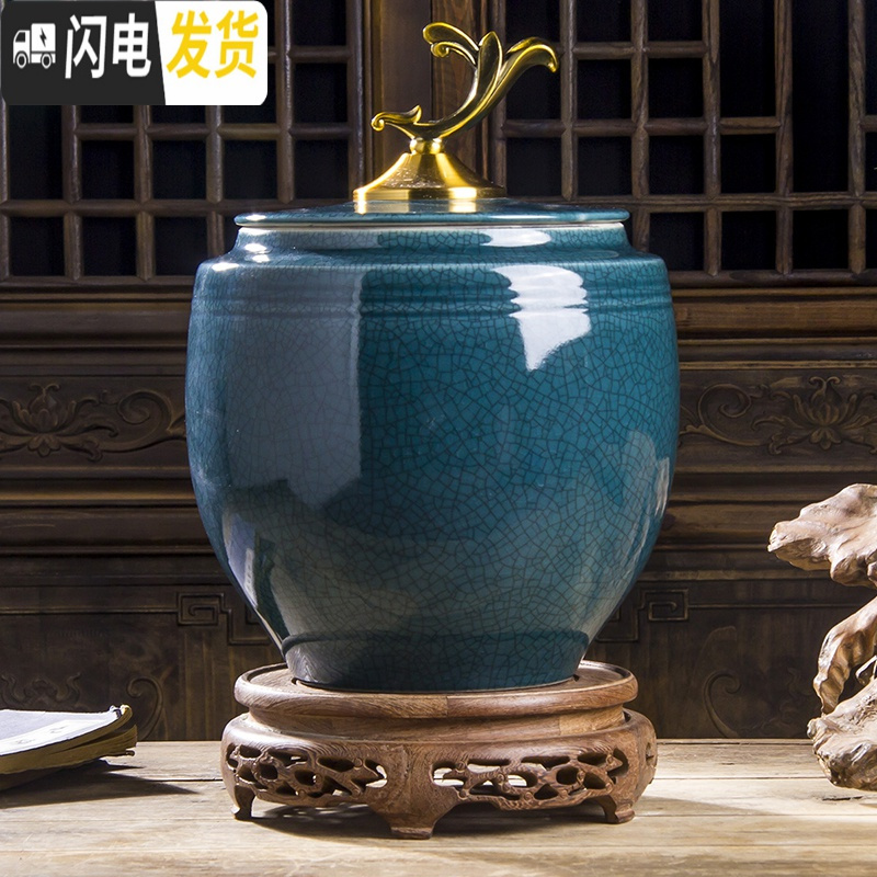 三维工匠景德镇陶瓷米桶米缸储米箱5kg10kg25kg带盖密封面桶箱家用茶叶罐收纳桶 款式13（10斤）高28宽22