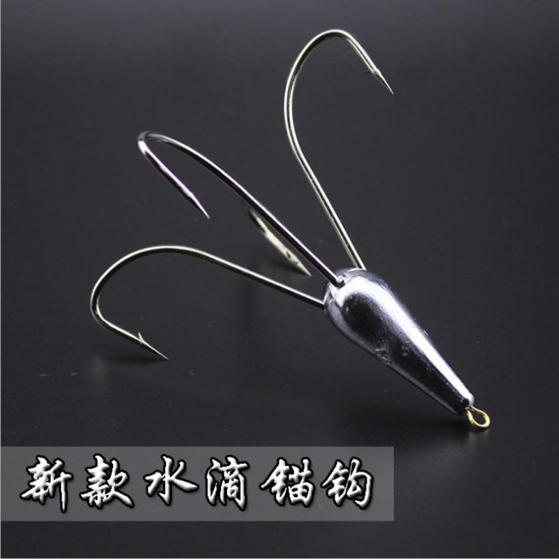 锚钩三爪钩四爪钩带配重铅砣水滴铅坠有倒刺三叉钩锋利挂鱼划鱼钩 白色小号三爪28克(5只装)