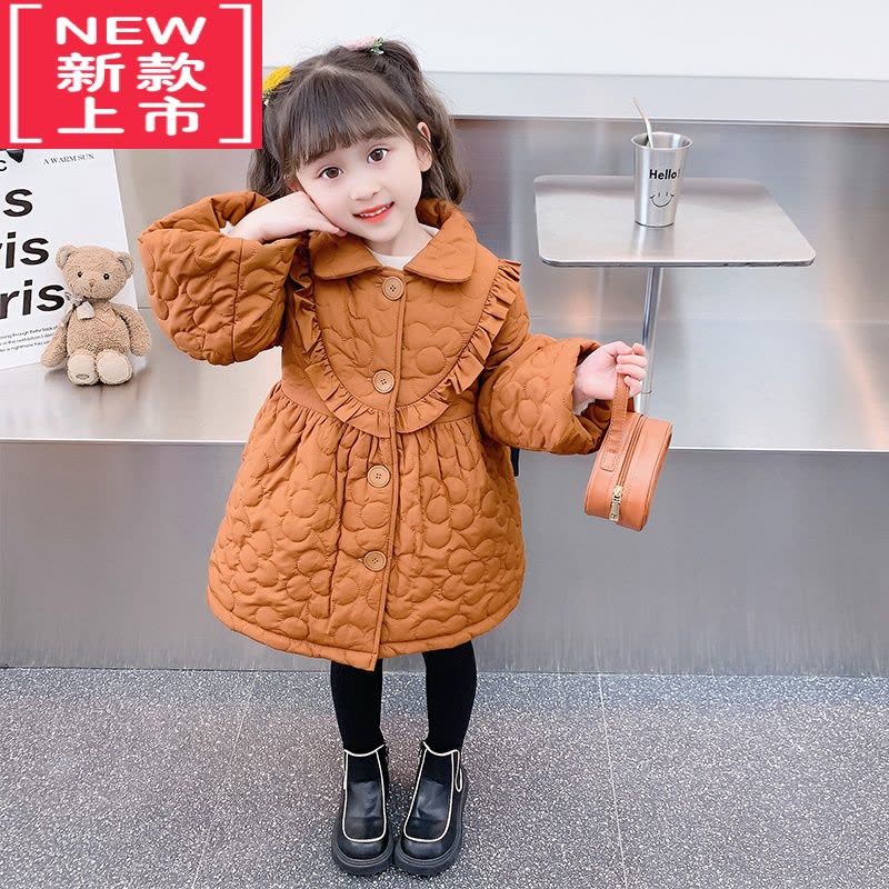 可莉允女童棉服冬装2022新款韩版洋气中长款儿童加厚棉衣宝宝小女孩外套图片