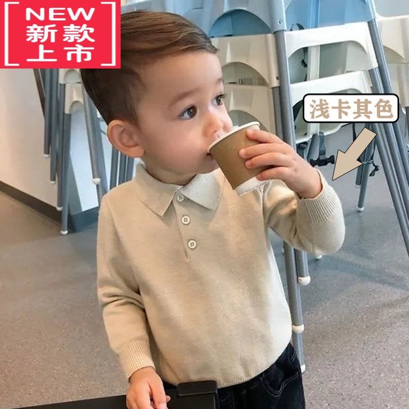 可莉允男童春秋毛衣2022新款儿童舒适宽松polo小翻领针织衫男宝宝打底衫图片