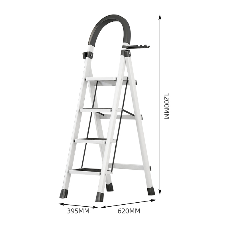 臻远 ZY-T139多功能梯子家用折叠梯室内踏板楼梯 白色四步梯高清大图