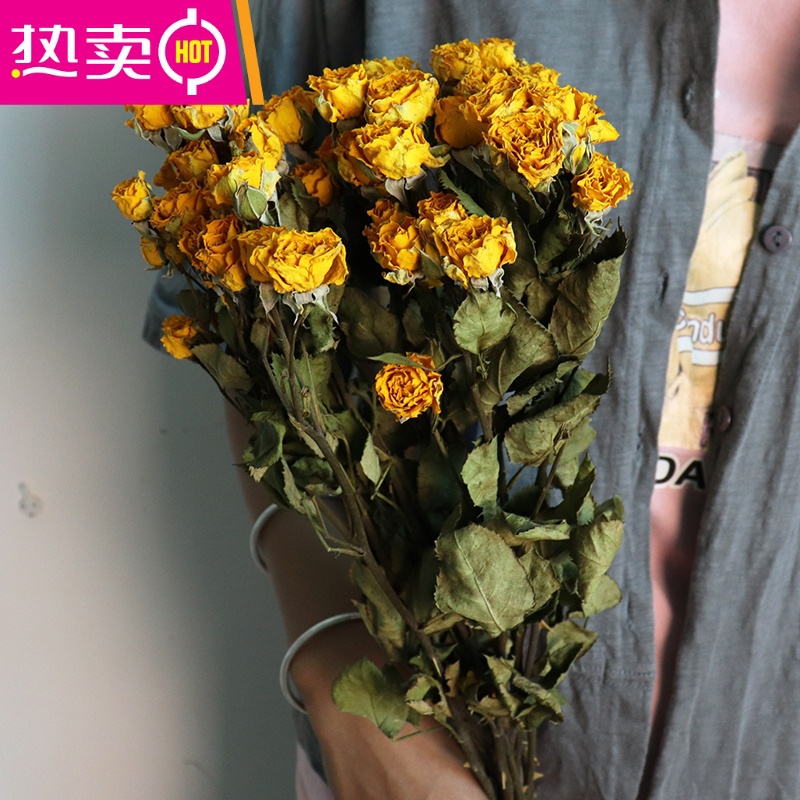 玫瑰干花花束云南多头蔷薇玫瑰泡泡真花花材复古森系装饰家居摆设fenghou 黄色系小玫瑰一束10支图片 高清实拍大图 苏宁易购
