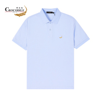 鳄鱼恤CROCODILE 男装夏季新品 商务休闲经典简约短袖polo衫多色可选 顺丰发货 BA-53402 XL 035浅蓝色